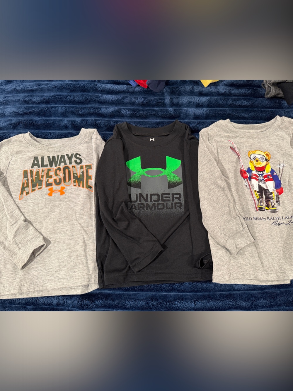 Boys 24M Ralph Lauren Polo Bear + Under Armour Long Sleeve Lot – 3 Pieces